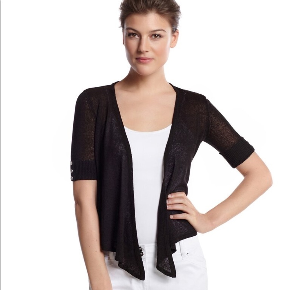 White House black market tie front cardigan med